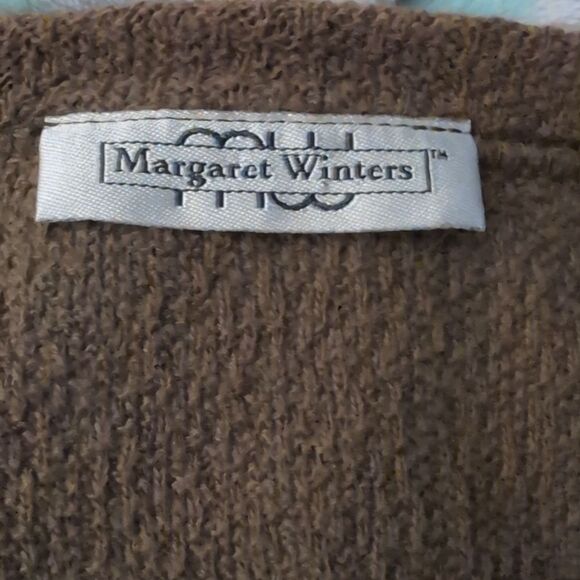 Vintage Margaret Winters‎ brown cotton textured top with rainbow stripes boho - Picture 2 of 8